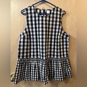 Time and Tru black and white sleeveless blouse, size L (12-14), checkered print